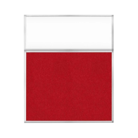 Versare Hush Panel Configurable Cubicle Partition 5' x 6' W/ Window Red Fabric Clear Window 1852619